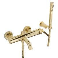 ERMITAGE MINI Смеситель для ванны моноком. внешний, с ручным душем, орех/золото