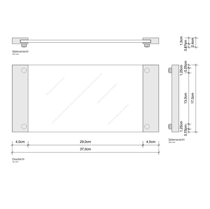 Decor Walther Classic Tab 37 Лоток универсальный 37x17см, прозрачное стекло, цвет: темная бронза, артикул 0848817