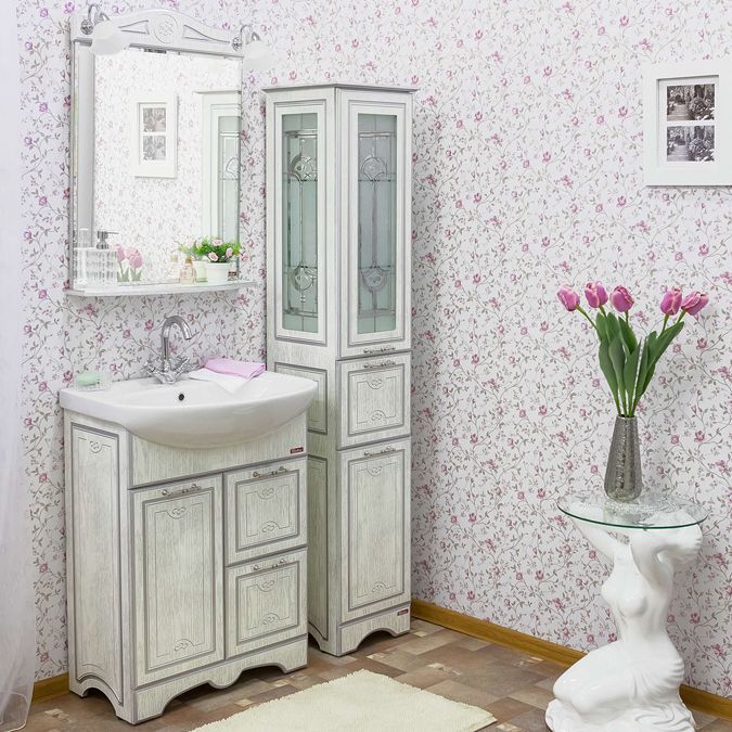 Тумба для раковины Sanflor Адель 65 Н0000000555 Белая с патиной Серебро Тумба для раковины Sanflor Адель 65 Н0000000555 Белая с патиной Серебро