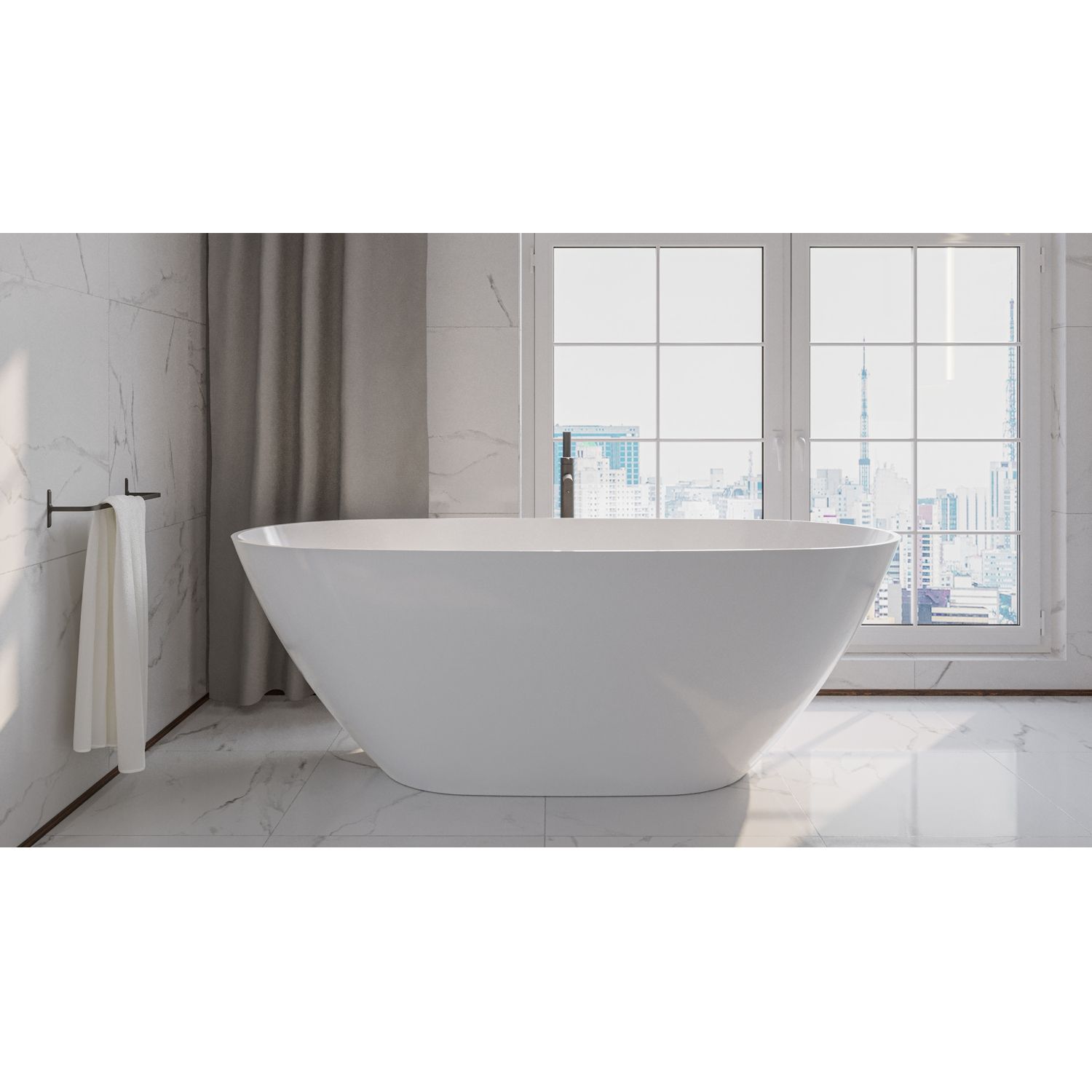 Ванна WHITECROSS Onyx D 160x75 (белый глянец) иск. камень