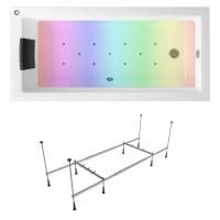 Аэромассажный комплект с хромотерапией 5 в 1 Lavinia Boho Element 362690AC, акриловая ванна 170x80 см, каркас с монтажным набором, подголовник, хромотерапия, аэромассаж