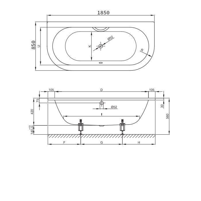 Опора для ванны, Bette, универсальная, комплект-2 штуки