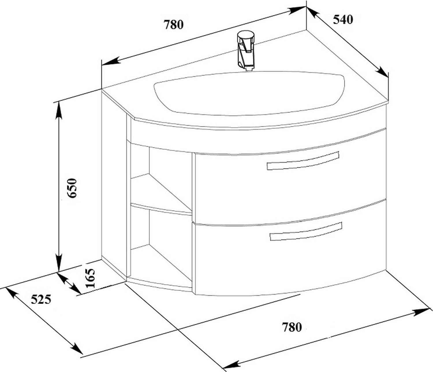 Тумба для ванной без раковины De Aqua Трио Люкс 80 New R белая Grass