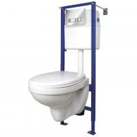 Комплект унитаза с инсталляцией Cersanit Delfi S-SET-DEL/Vec/TPL/Mo-Cm-w с сиденьем Микролифт и клавишей смыва Хром