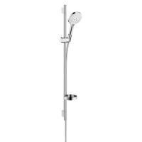 Душевой гарнитур, Hansgrohe, Raindance Select S, размер штанги, мм-900, размер шланга, мм-1600, диаметр ручного душа, мм-120, количество режимов-3, тип струи-RainAir, Rain, WhirlAir, комплектация-мыльница, цвет-белый/хром Душевой гарнитур, Hansgrohe, Raindance Select S, размер штанги, мм-900, размер шланга, мм-1600, диаметр ручного душа, мм-120, количество режимов-3, тип струи-RainAir, Rain, WhirlAir, комплектация-мыльница, цвет-белый/хром