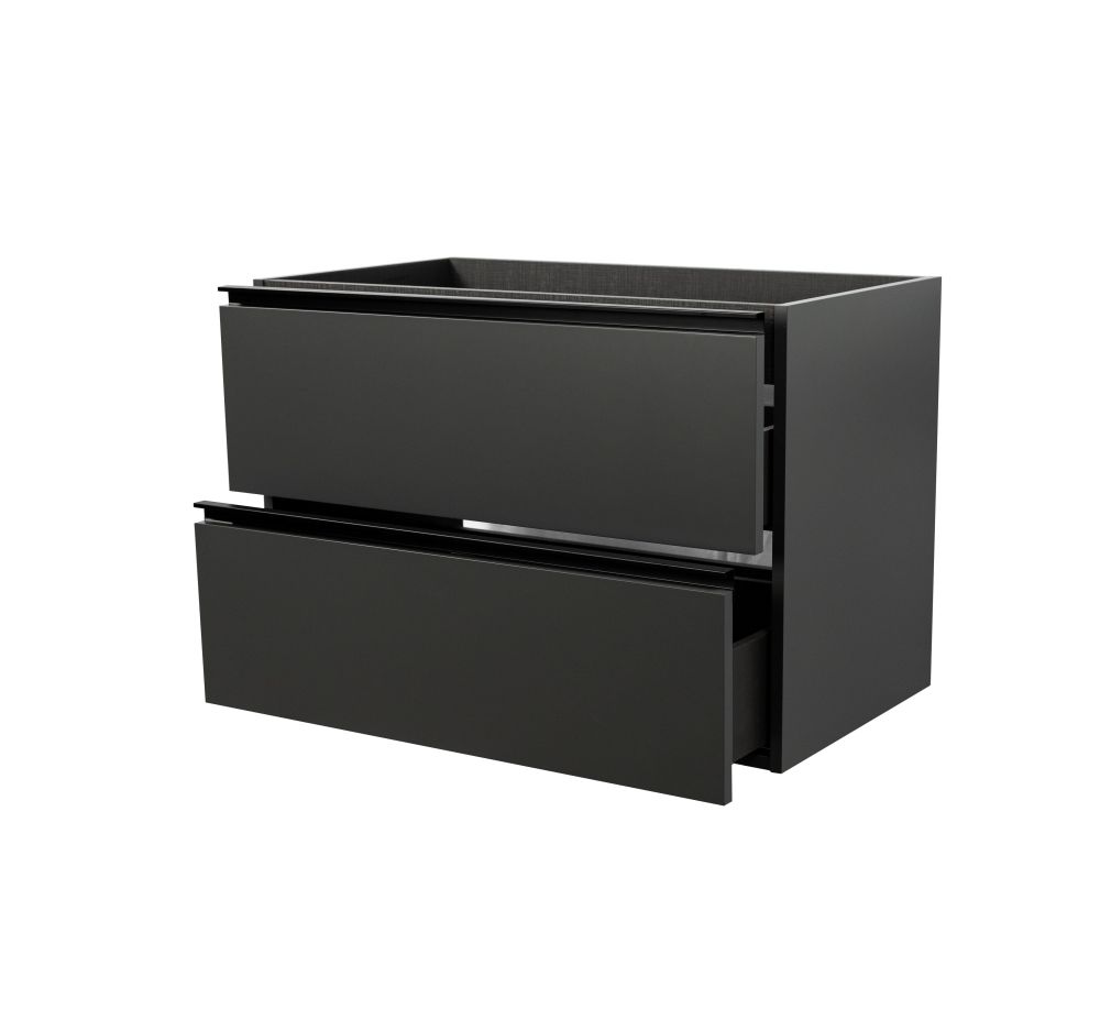 Visobath Granada, тумба 80 см, 2 ящика c черными ручками, цвет пепельный матовый лак (Ceniza), артикул 87521/87602