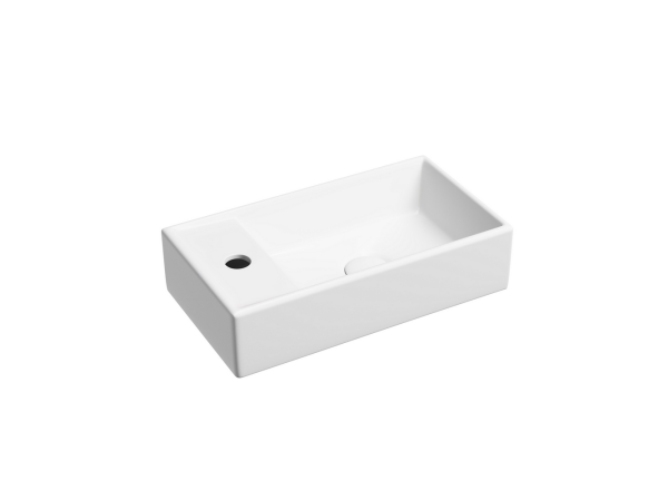 Умывальник подвесной прямоугольный (чаша справа, отверстие под смеситель слева) цвет белый матовый Элемент (Element) 407x217x100