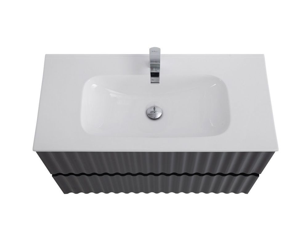 ELEGANT База под раковину подвесная с двумя выкатными ящиками, с LED подсветкой ручек. Серый матовый, 770x469x550 AM-ELEGANT-800-2C-SO-GM-LED, артикул AM-ELEGANT-800-2C-SO-GM-LED