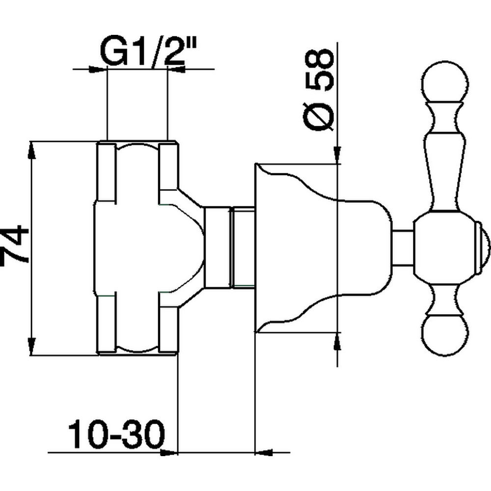 CISAL Arcana America Запорный вентиль 1/2" F на горячую воду, цвет хром CISAL Arcana America Запорный вентиль 1/2" F на горячую воду, цвет хром