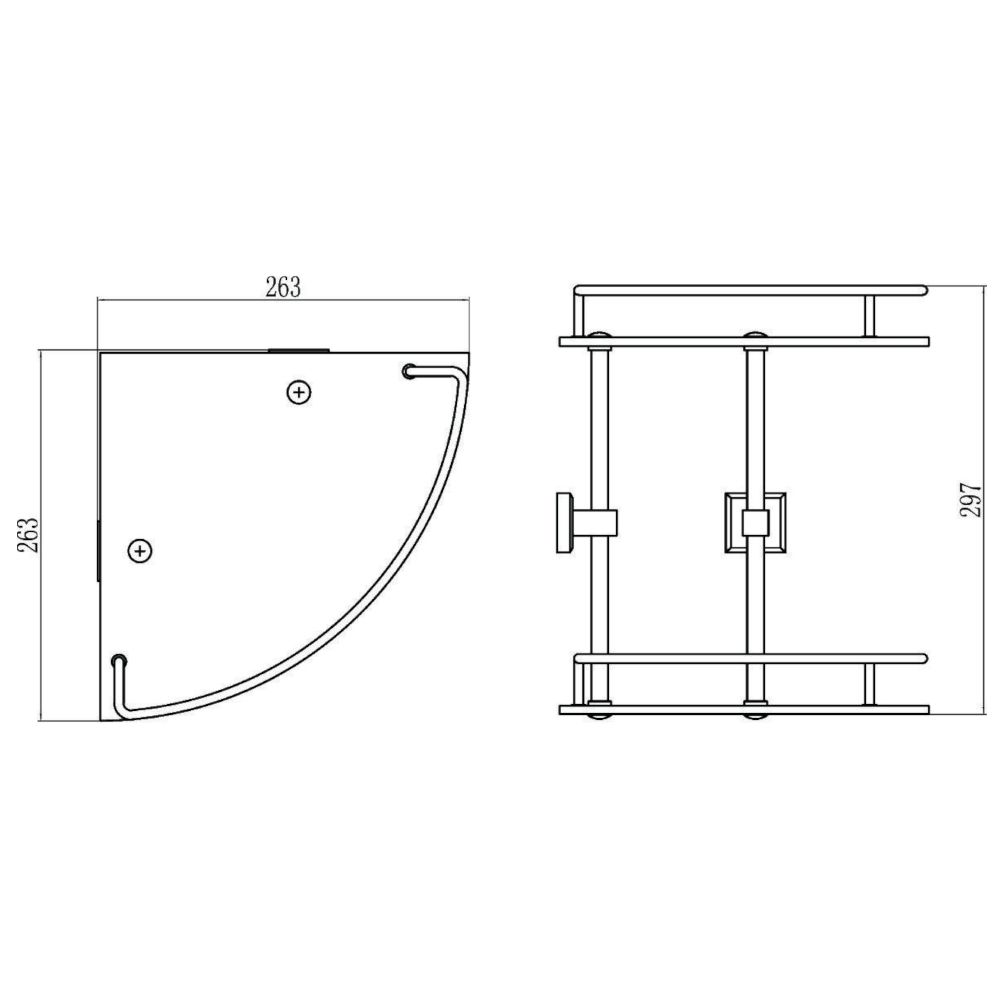 Полка угловая стеклянная Savol S-095322, хром