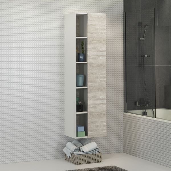 Шкаф пенал Comforty Прага 45 4136272 подвесной Дуб белый, артикул 4136272