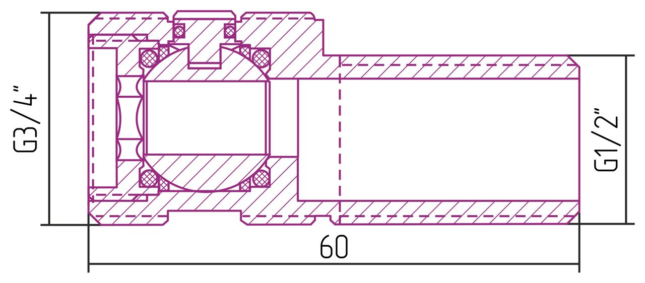 Эксцентрик запорный нар.р. G 1/2" / нар.р. G 3/4" (ЗОЛОТО)