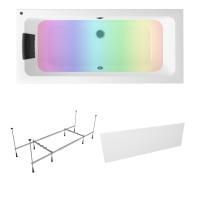Комплект 5 в 1 Lavinia Boho Pure S4-3710008P, акриловая ванна 180x80 см, усиленный металлический каркас с монтажным набором, мягкий силиконовый подголовник, лицевой экран, хромотерапия