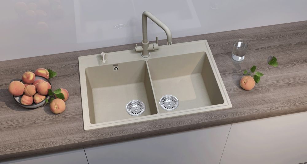 Кухонная мойка Ulgran Quartz Ruma 780-02, лен, артикул Ruma 780-02