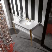 KERASAN Retro Раковина консоль 100х55см с 1 отв. под смеситель, цвет белый, ноги (арт.736091) в комплекте: золото (упаковка-2 коробки)