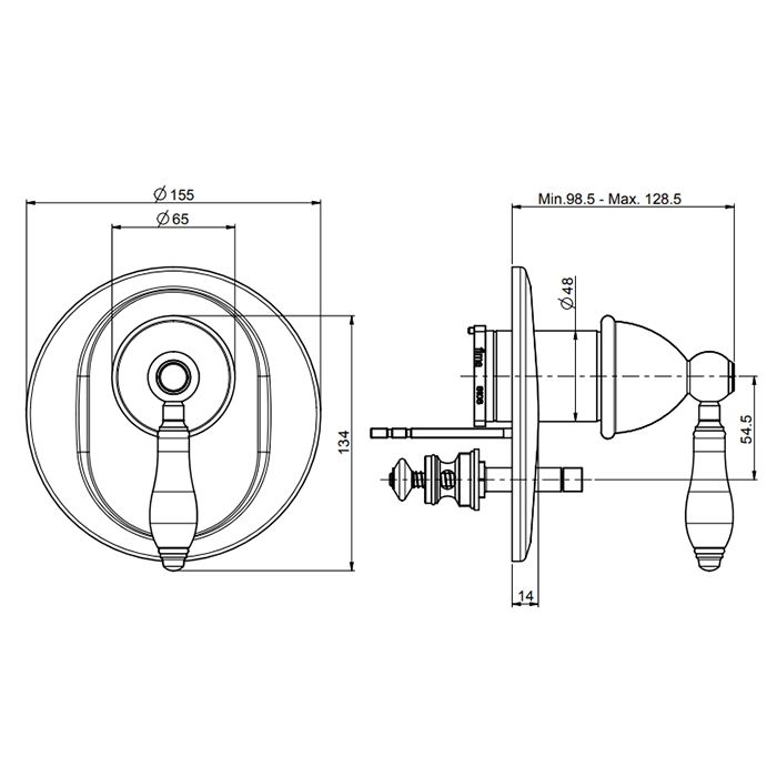 Fima Carlo Frattini Herend Смеситель для душа, встраиваемый, на 2 выхода, цвет: золото
