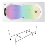 Аэромассажный комплект с хромотерапией 5 в 1 Lavinia Boho Easter Pro 362250AC, акриловая ванна 160x70 см, каркас с монтажным набором, подголовник, хромотерапия, аэромассаж