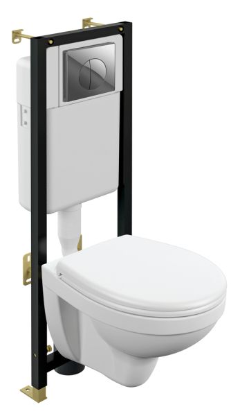 Комплект Cersanit DELFI TPL Инсталляция BLACK кнопка LEON пластик хром глянцевый (S-SET-DEL/Black/TPL/Cg-w)