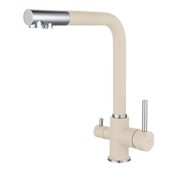 Смеситель для кухни с подключением фильтра GranFest 3611, белый