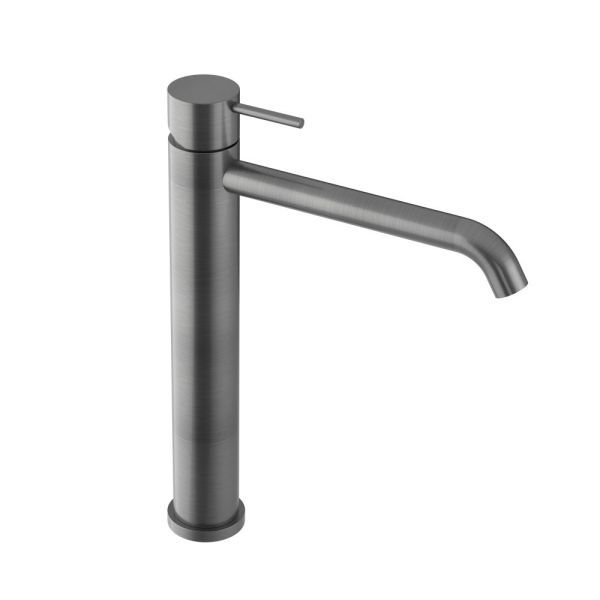 Oioli Micro, высокий однорычажный смеситель для раковины (излив 20 см), без д/к, цвет оружейная сталь