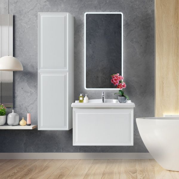 GIUBILEO Шкаф подвесной с двумя распашными дверцами с доводчиками, с двумя полками, универсальный, Bianco Lucido, 400x300x1500, GIUBILEO-1500-2A-SC-BL