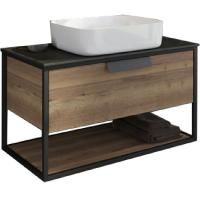 Тумба с раковиной Comforty Кельн 90 4149965 подвесная Дуб темный