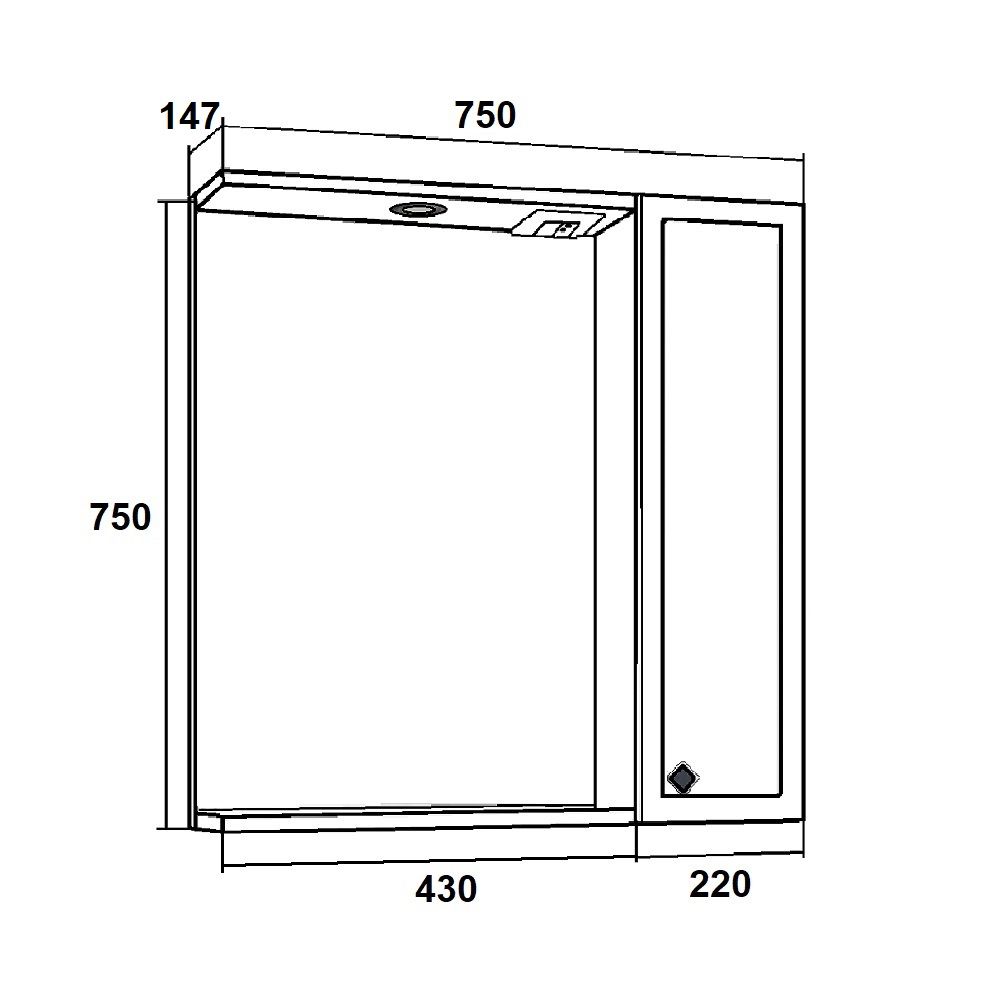 Зеркальный шкаф Runo  Римини 75 (00-00001257), артикул 00-00001257