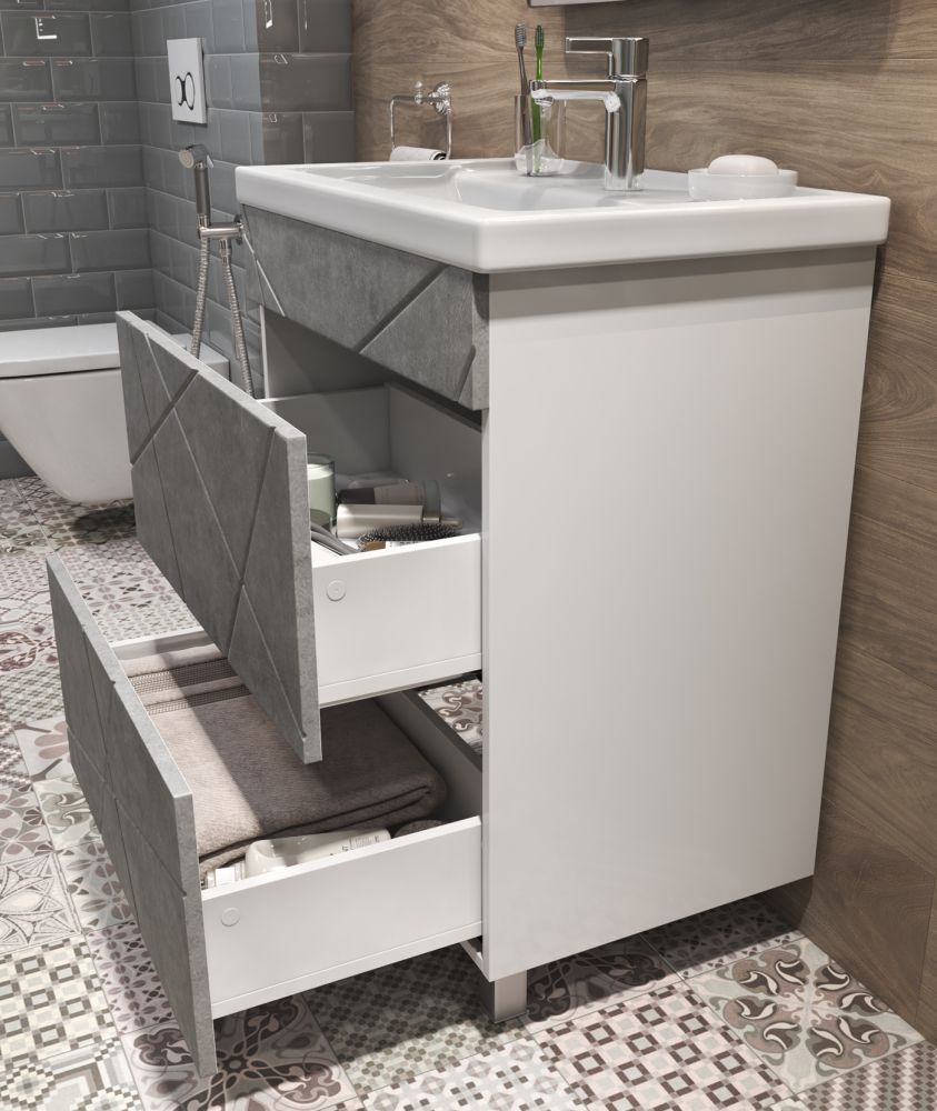 Тумба с раковиной напольная VIGO Geometry tn.GEO.FOS.70.2Y бетон, 70 см, артикул tn.GEO.FOS.70.2Y бетон-com