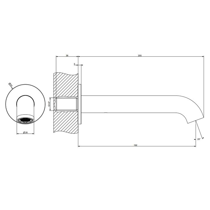GESSI Origini Настенный излив 192 мм., цвет: хром
