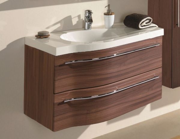 Puris Swing, тумба под раковину 900 мм правая, цвет черный структурный