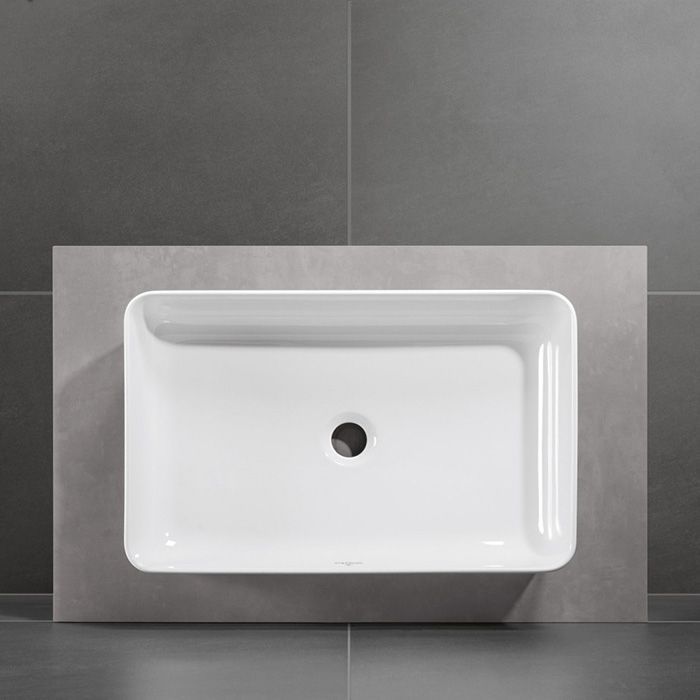 Раковина, Villeroy&Boch, Collaro, ширина, мм-560, глубина, мм-360, высота, мм-145, тип установки-на столешницу, отверстия для смесителя-отсутствуют, материал-керамика, цвет-альпийский белый, включен вырезной шаблон Раковина, Villeroy&Boch, Collaro, ширина, мм-560, глубина, мм-360, высота, мм-145, тип установки-на столешницу, отверстия для смесителя-отсутствуют, материал-керамика, цвет-альпийский белый, включен вырезной шаблон