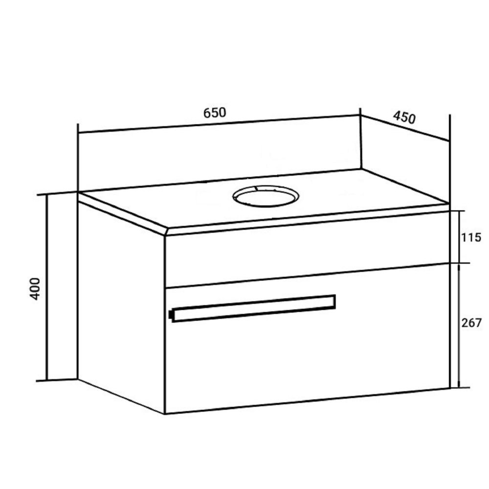 Тумба Runo Вудлайн 65 подвесная белая/крем под накладной умывальник (00-00004900), артикул 00-00004900