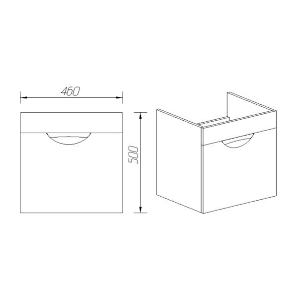 Тумба VIANT "Барселона" 1 ящик подвесная 380х460х500 под раковину .S-UM-COM50/1-w (COMO 50) (VBAR50CO-T1YP), артикул VBAR50CO-T1YP