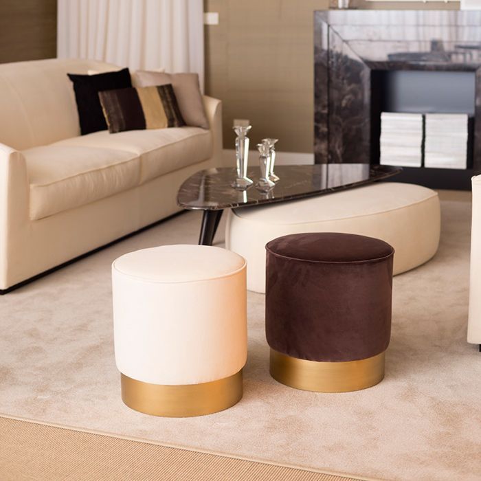 OASIS OTTO Пуф ø 400 h420 мм., цвет бархат T131D, цоколь h100 мм., цвет Cobalto matt M171