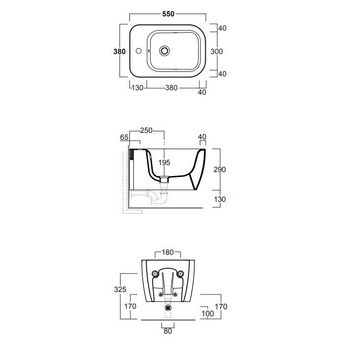 Simas Henges Биде подвесное 38х55 см, с 1 отв под смеситель, цвет белый матовый(без креплений F85)