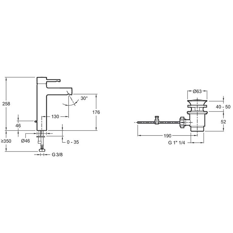 E37303-CP смеситель CUFF умывальник высокий с д/к(хром)