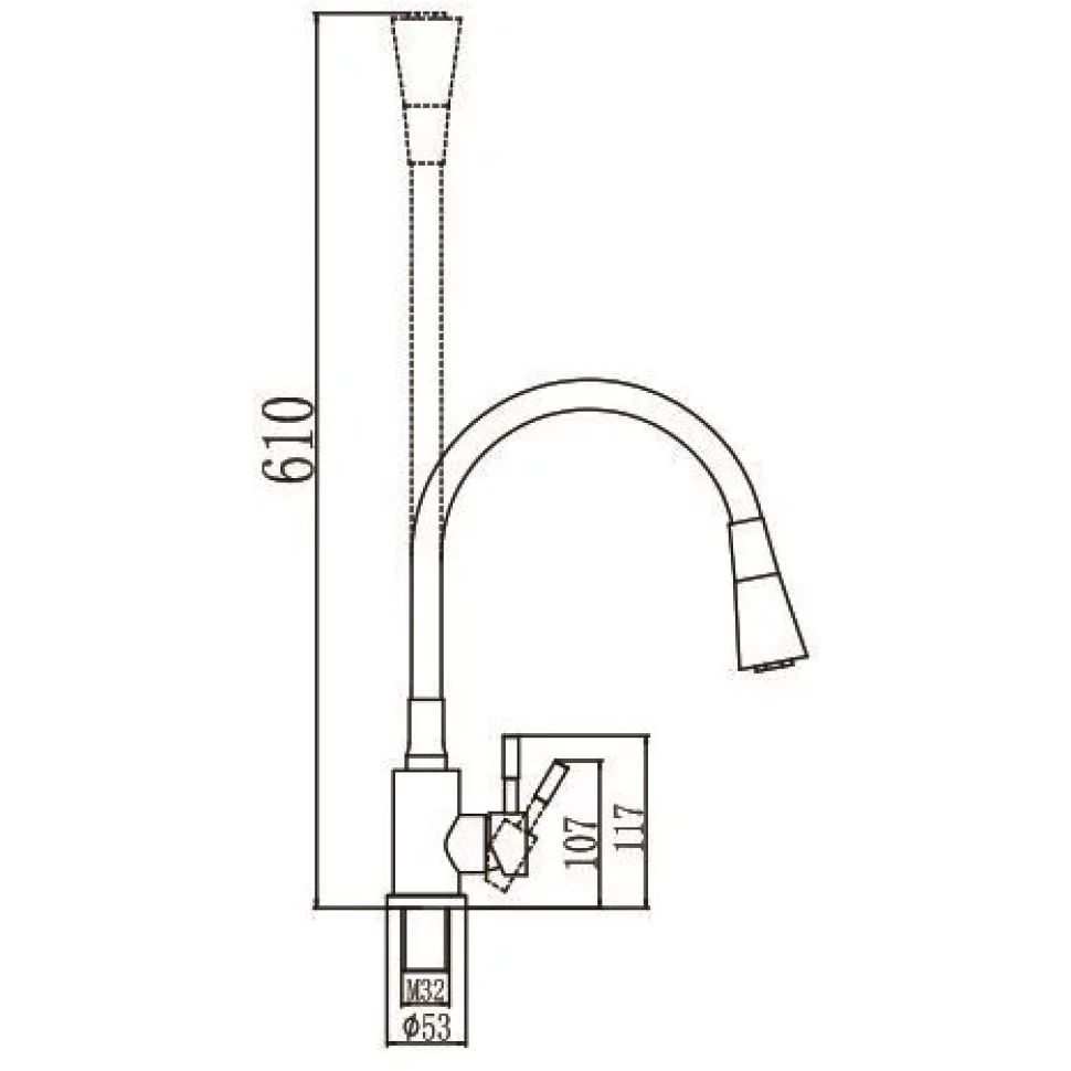 Смеситель для кухни Savol S-3002HM, черный