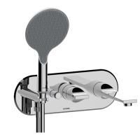 Смеситель для ванны и душа, Bossini, APICE, тип открывания воды-однорычажный, монтаж-настенный встраиваемый, вынос излива, мм-207, с аэратором, тип излива-неподвижный, в комплекте-ручной душ-круглый 140 мм, тип струи-широкая дождевая струя, на фиксированн