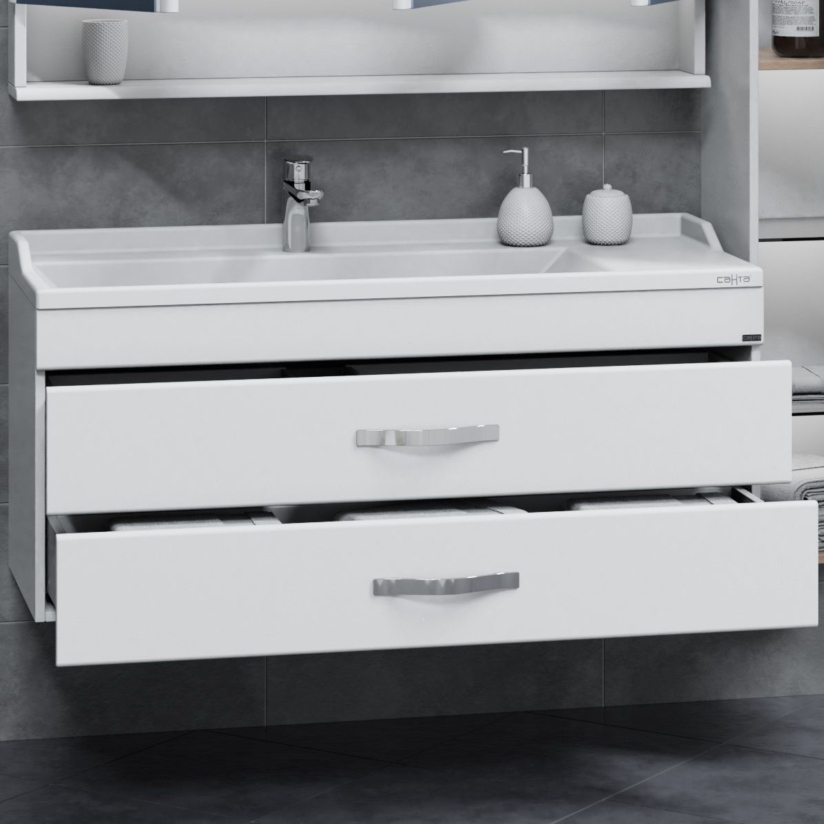 Тумба для умыв. "Виктория 120" NEW  подвес. (ум Сириус 120 литой мрамор)