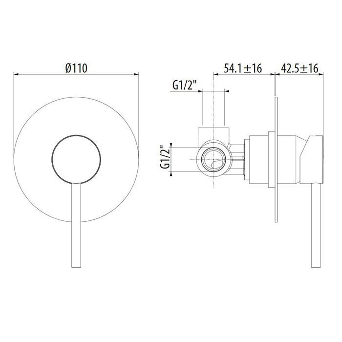 GATTONI CIRCLE TWO Смеситель встраиваемый для душа, с внутренней частью, цвет NERO OPACO GATTONI CIRCLE TWO Смеситель встраиваемый для душа, с внутренней частью, цвет NERO OPACO