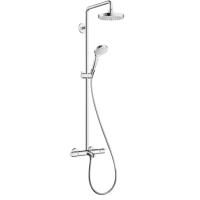 HG Croma Select S Душевая система Showerpipe: верх.душ 180 2jet, ручн.душ, шланг, термостат для душа, цвет: белый/хром HG Croma Select S Душевая система Showerpipe: верх.душ 180 2jet, ручн.душ, шланг, термостат для душа, цвет: белый/хром