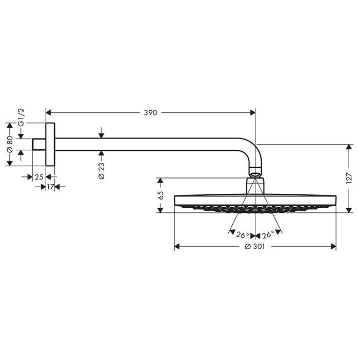 HG Raindance Select S 300 Верхний душ 2jet (RainAir, Rain), d300мм, с настенным держателем 390 мм, цвет: белый/хром HG Raindance Select S 300 Верхний душ 2jet (RainAir, Rain), d300мм, с настенным держателем 390 мм, цвет: белый/хром