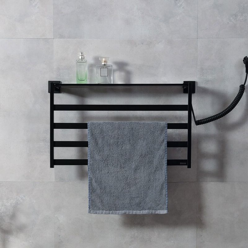 Электрический полотенцесушитель Black&White Universe 580х350 N-333B с полкой Черный