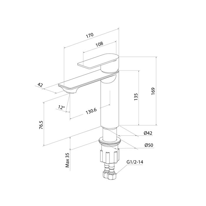 Смеситель для умывальника Milardo Maze чёрный матовый (MAZBL00M01), артикул MAZBL00M01