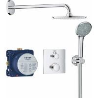 Набор для комплектации душа GROHE Grohtherm: Термостатический смеситель, розетка, верхний душ с кронштейном, ручной душ, хром (34734000) Набор для комплектации душа GROHE Grohtherm: Термостатический смеситель, розетка, верхний душ с кронштейном, ручной душ, хром (34734000)