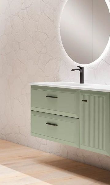 Visobath Delta, комплект: тумба 80см+модуль 40см+раковина левая из мин. литья, цвет кварцевый матовый лак (Quarzo)