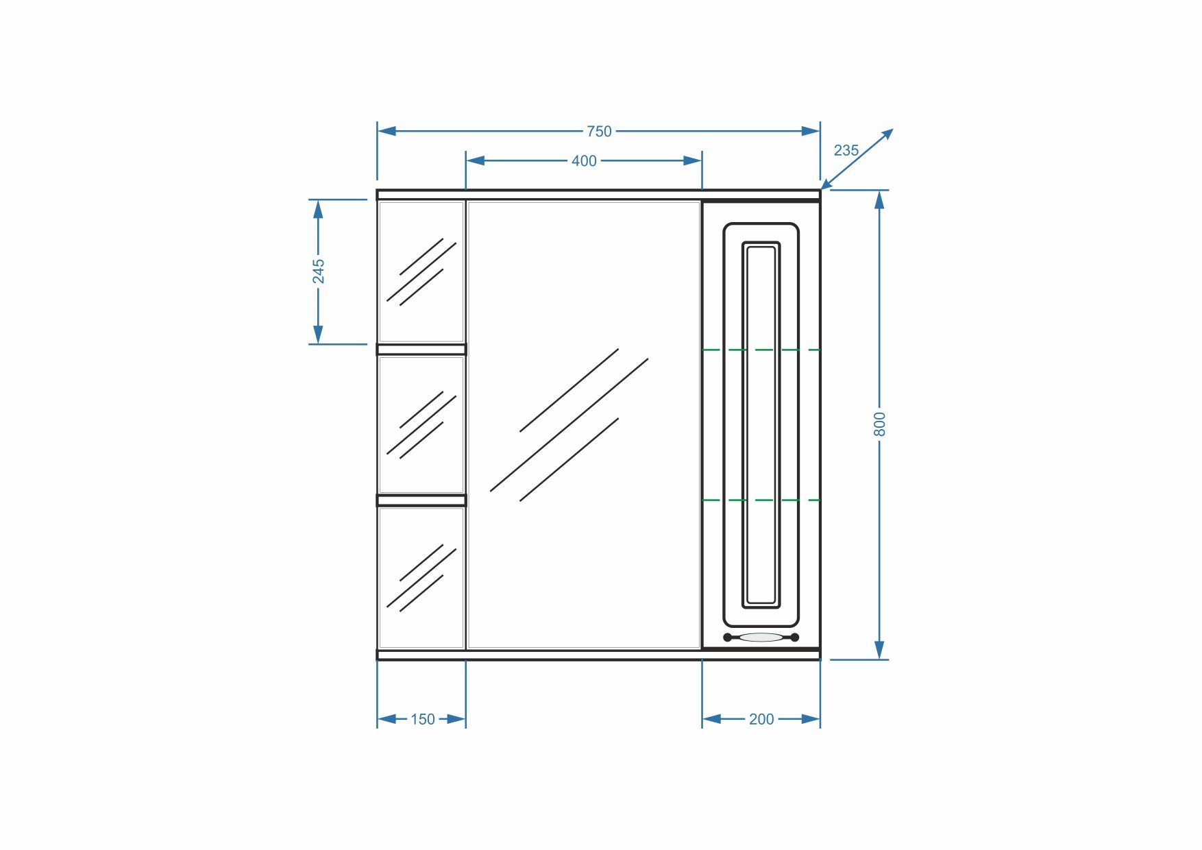 Зеркало-шкаф "Кармела 75/С", ольха белая