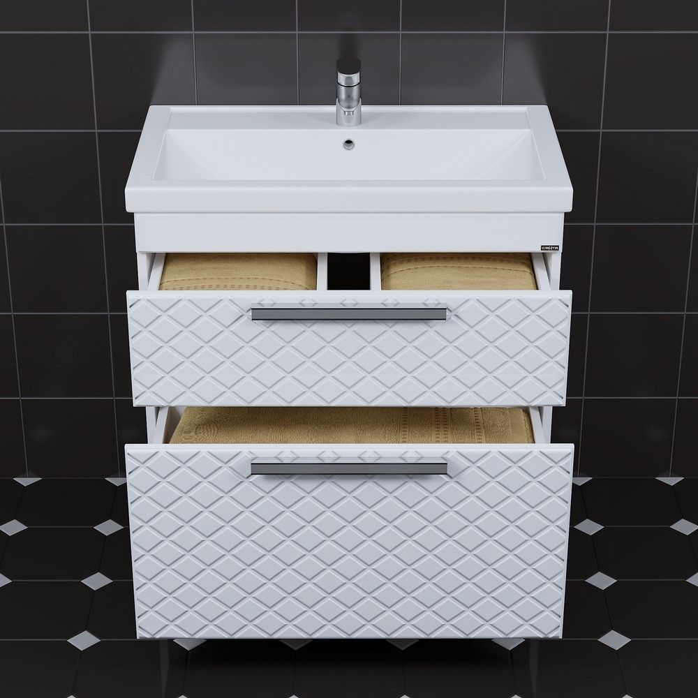 Тумба для умыв. "Калипсо-80" NEW 2 ящ. напол. (Ум. Фосетр 80)