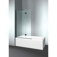 Шторка на ванну, VismaraVetro, Bathscreens PV, ширина, мм-900 (500+400), высота, мм-1500, петли-слева, фурнитура-Matt black, материал-стекло, цвет стекла-прозрачный, вид грязеотталкивающего покрытия-TPA