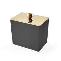 3SC Mood Black Баночка универсальная, 10х10х7 см, с крышкой, настольная, цвет: чёрный матовый/золото 24к. 3SC Mood Black Баночка универсальная, 10х10х7 см, с крышкой, настольная, цвет: чёрный матовый/золото 24к.